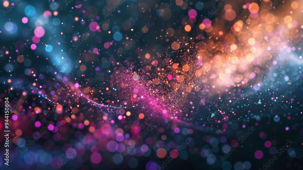 Aufkleber colorful particles in motion on a dark background
