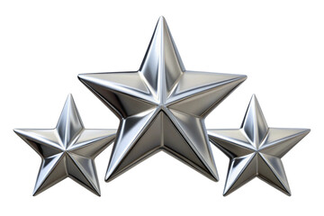 Obraz premium 3d chrome star shapes with sleek shiny silver png