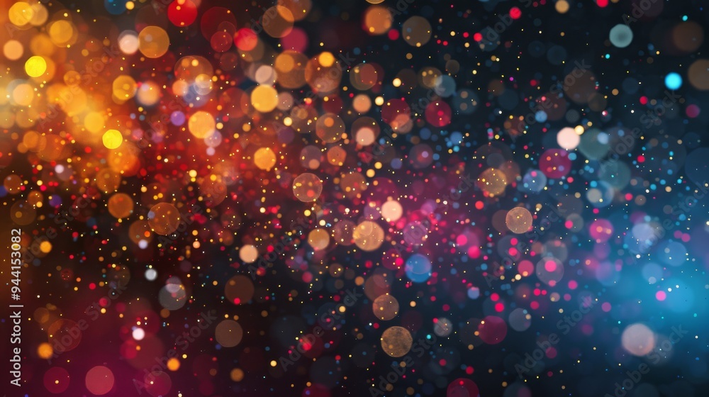 Poster diverse colored particles forming an abstract background