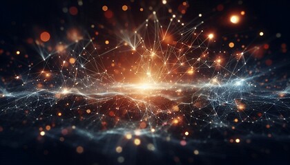 Abstract digital background of points and lines with glowing plexus