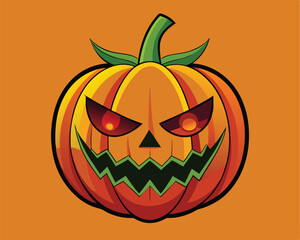 decorative halloween pumpkin illustration on solid background