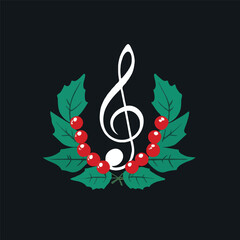 christmas wreath with holly