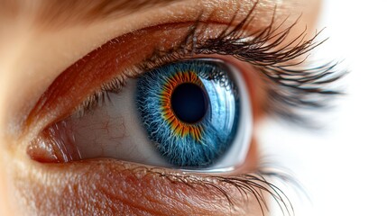 Fototapeta premium Close-up of a human eye with blue iris and dark pupil