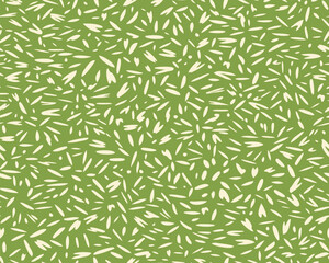 Minimalist spotted seamless pattern. Green abstract organic shapes, dots, drops, spots, circles, snowflakes print. Vector hand drawing sketch dots texture