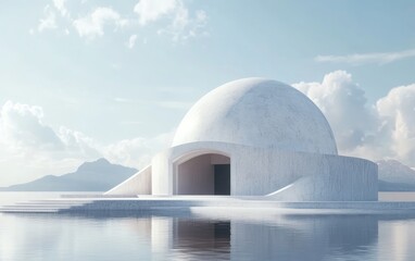 Obraz premium 3D rendering of a building featuring a dome architecture