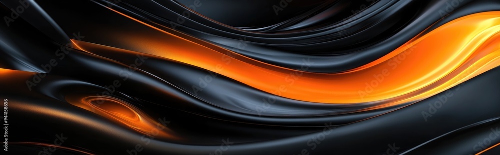 Poster abstract black and orange backdrop with 3d rendering