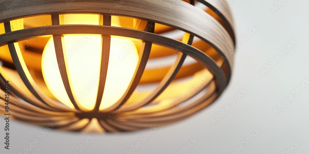 Aufkleber 3d rendering of a close up lamp with retro wooden elements isolated on a white background symbolizin