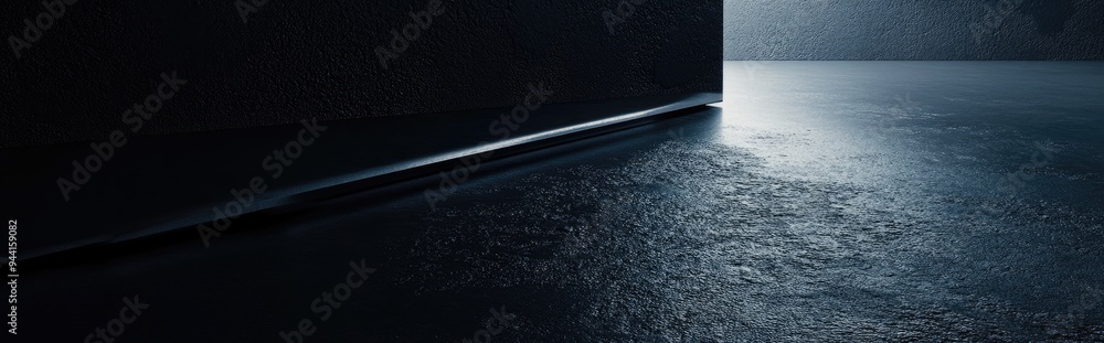 Poster 3d rendering of a black desk surface suitable for decor and background concepts