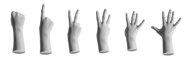 Kids hand counting fingers. Gestures set on white background.