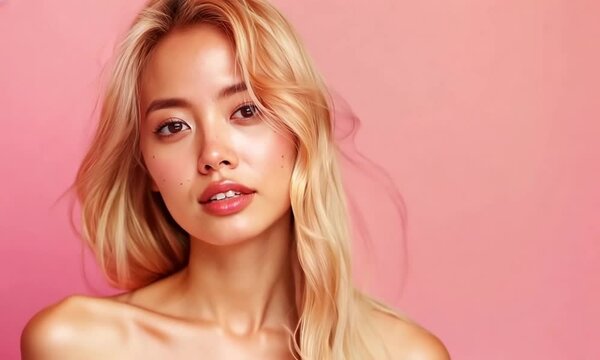 Serene Beauty Portrait of a Young Asian Woman with Freckles