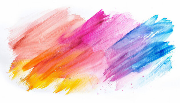 Pastel various color abstract watercolor paint texture isolated on white background