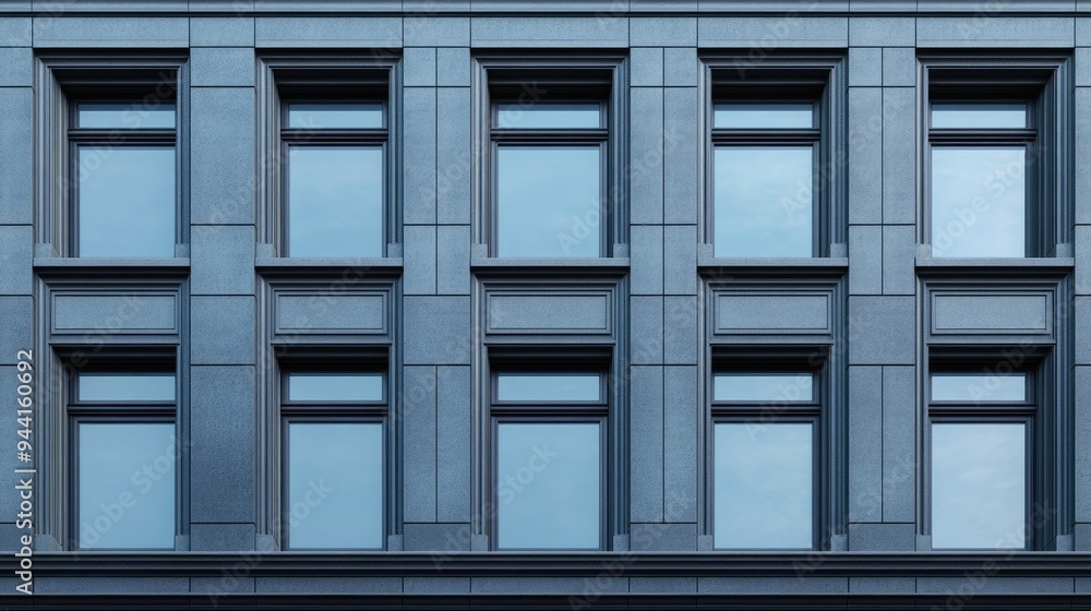 Poster 3d rendering of a building facade featuring windows