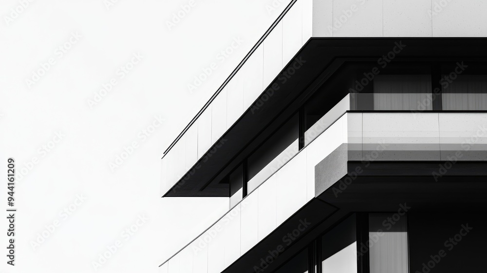 Poster 3d rendering of a modern building featuring a rusty facade in black and white