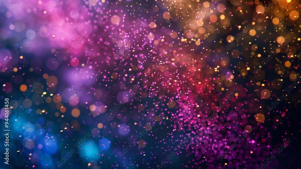 Poster multicolored particles forming a vibrant pattern