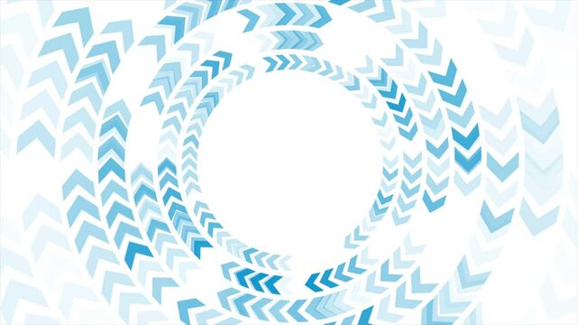 Bright blue minimal circular arrows elements abstract geometric background. Seamless looping technology motion design. Video animation Ultra HD 4K 3840x2160