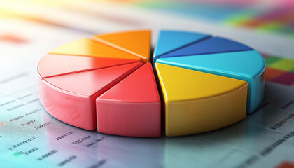 Fototapeta premium 3D pie chart with smooth transitions, gradient fills, modern look