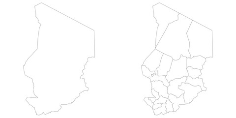 Chad map. Map of Chad in white set