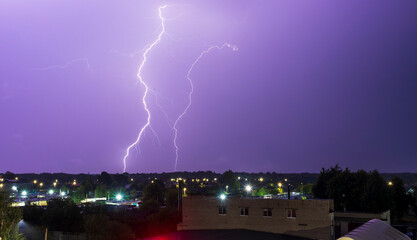 Shot of the lightning in the night sky. Nature