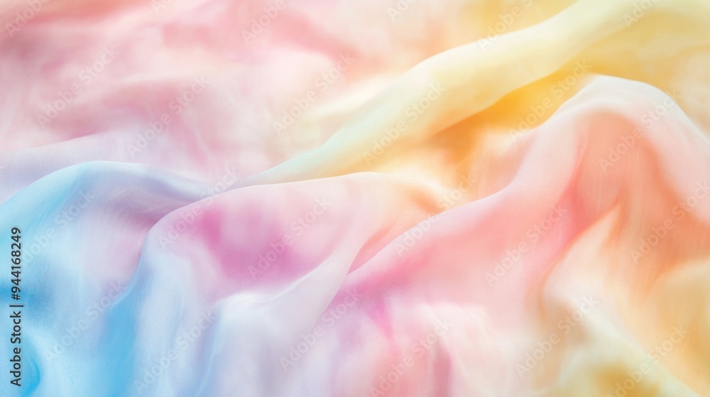 Poster subtle pastel tie-dye pattern with soft pinks, blues, and yellows creating a serene backdrop.
