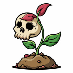 Vintage Skull with Floral Overlay - Vector Art