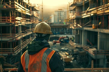 Civil engineer looking at a construction site