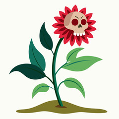 Vintage Skull with Floral Overlay - Vector Art