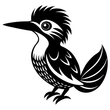 recommend clip art: Cute jacamar bird silhouette vector on white background