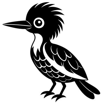 recommend clip art: Cute jacamar bird silhouette vector on white background