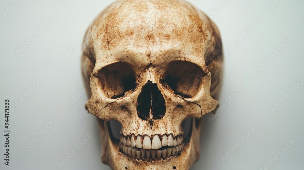 Sticker Close-up of a Human Skull with Teeth