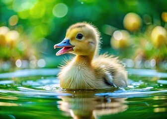 Joyous Duckling in Vibrant Water