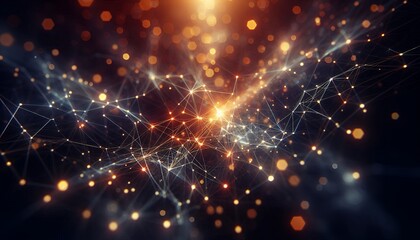 Abstract digital background of points and lines with glowing plexus