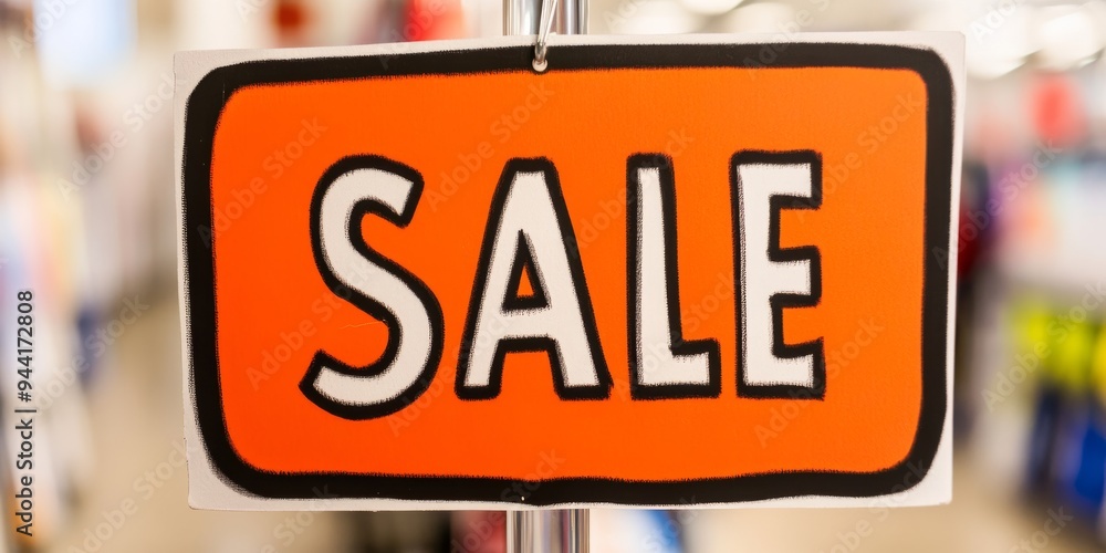 Poster bright and eyecatching sale sign with bold vibrant letters set against a retail display background c