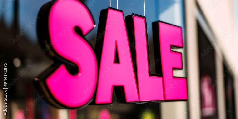 Poster bright and eyecatching sale sign with bold vibrant letters set against a retail display background c