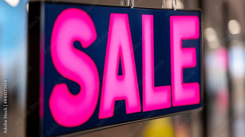 Poster bright and eyecatching sale sign with bold vibrant letters set against a retail display background c
