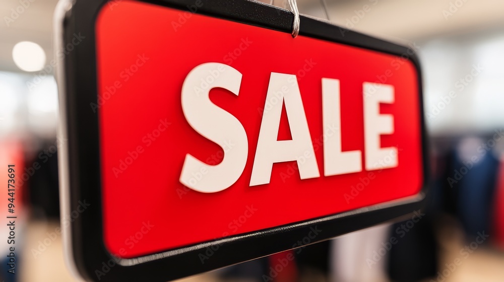 Poster bright and eyecatching sale sign with bold vibrant letters set against a retail display background c
