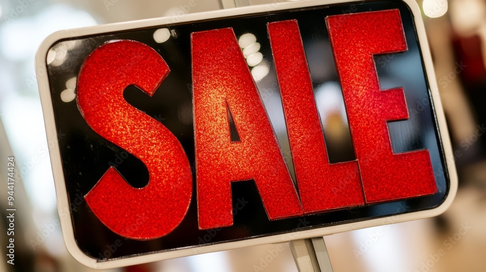 Poster bright and eyecatching sale sign with bold vibrant letters set against a retail display background c