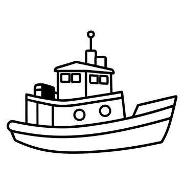 recommend clip art: Line Art Tugboat Vector