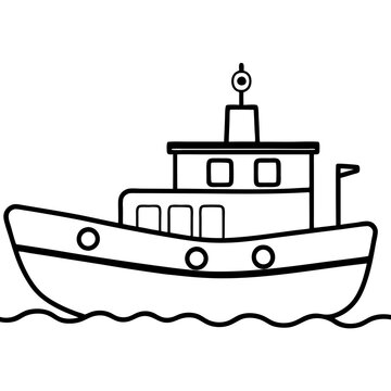 recommend clip art: Line Art Tugboat Vector
