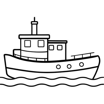 recommend clip art: Line Art Tugboat Vector