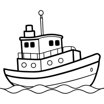 black and white boat on water clip art preview