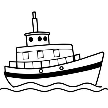 recommend clip art: Line Art Tugboat Vector