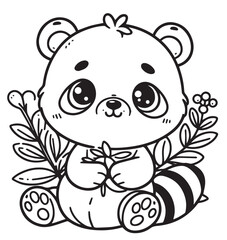 Cute bear with leaves design coloring book for kid