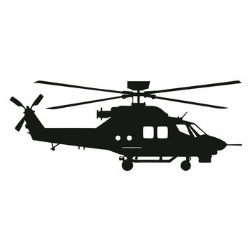 recommend clip art: Military helicopter silhouette vector on white background