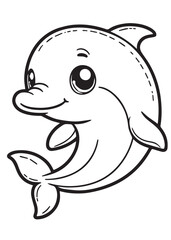 Dolphin smile kid coloring book design