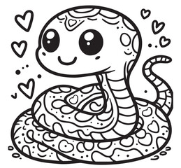 Snake cute children coloring book design page education