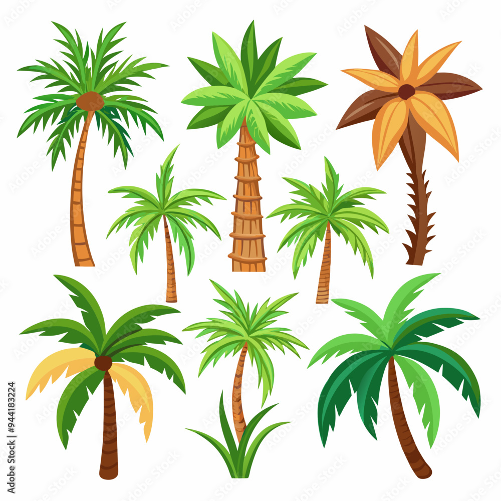 Poster many palm tree clip art vector illustration