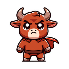 Fototapeta premium cute bull hero cartoon icon character