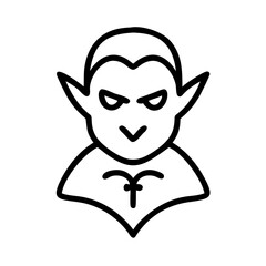 Obraz premium Vampire Face Outline Icon with Sharp Ears in Black and White