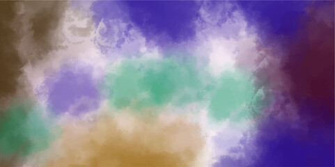 Abstract Colorful Smokey Cloud Shades Aquarelle Background. Hand Painted Watercolor splashes on Parchment Paper Background for Website, Wallpaper, Fabric Printing, Brochures & Luxury/Premium Packaging