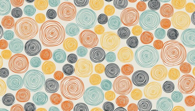 vibrant, playful seamless pattern featuring fun, colorful circles in a variety of sizes and hues. This creative, minimalist art design provides a lively, cheerful background with a modern touch